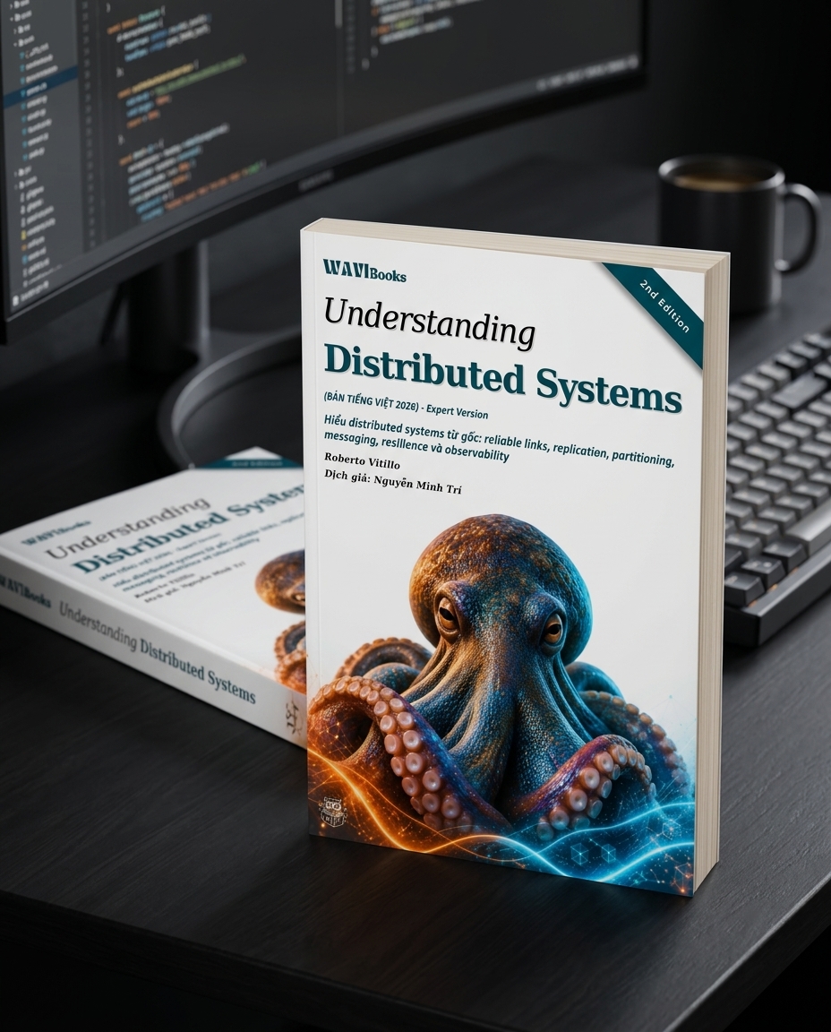 Bìa Understanding Distributed Systems 2nd Edition của Roberto Vitillo, bản Tiếng Việt Expert Version 2026