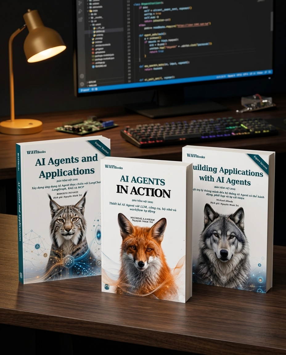Bộ 3 sách AI Agents in Action AI Agents and Applications và Building Applications with AI Agents