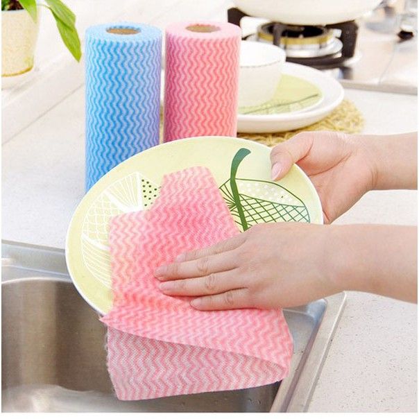 Cuộn khăn lau 1 MÀU PHỐI SỌC nhà bếp đa năng 50pcs [BH: NONE]