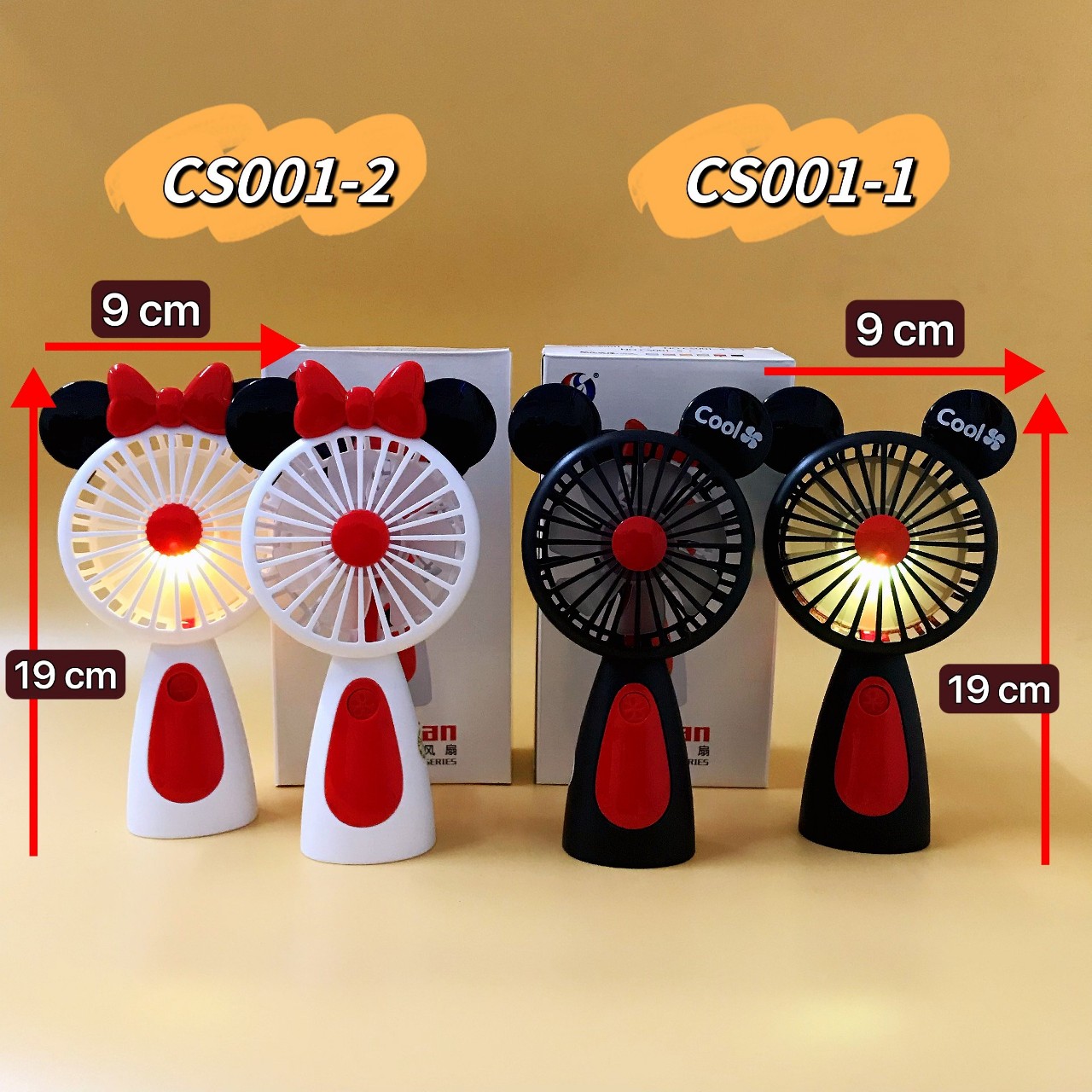 Quạt cầm tay CS001-1/ CS001-2 [BH 1 Tháng] / pktn sale