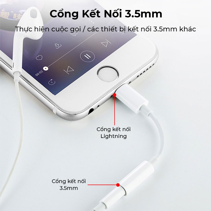 Cáp / Jack chuyển iPhone zin máy A1749 (cổng lightning sang 3.5mm) [BH 3 tháng]