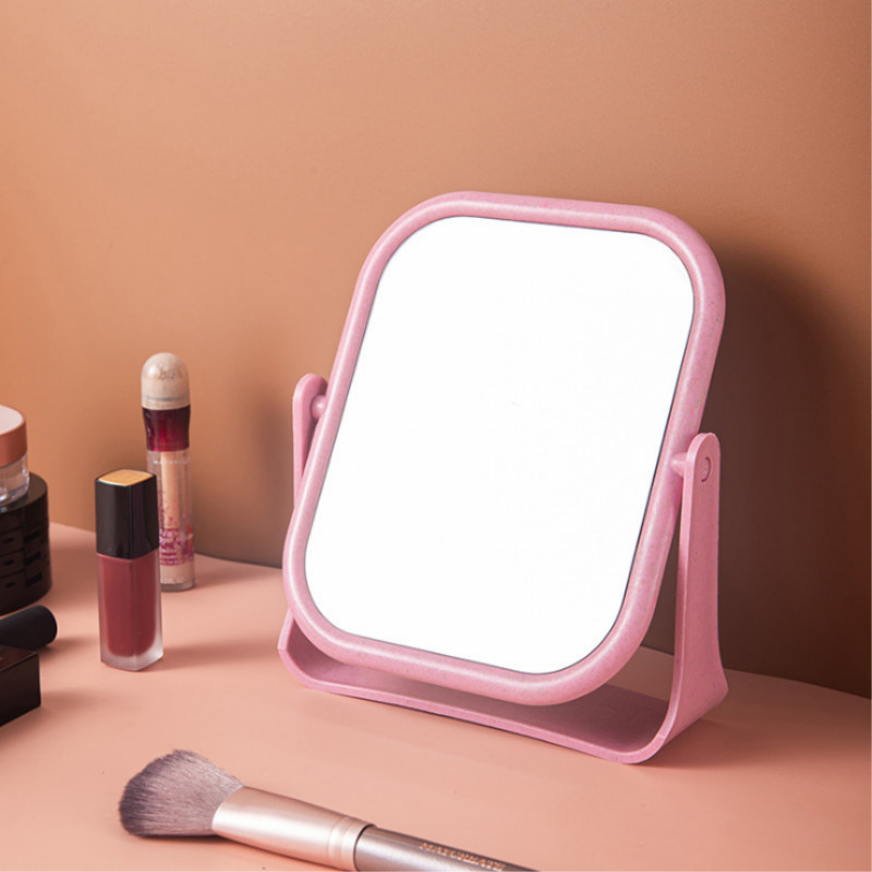 Gương soi, gương trang điểm mini để bàn lúa mạch hình vuông xinh xắn 15x18cm- màu sắc về ngẫu nhiên tùy lô[BH: NONE]