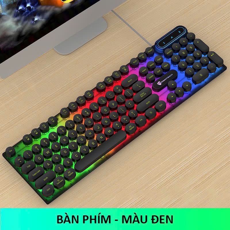 Bàn phím máy tính gaming giả cơ PANTSAN PK100 có dây nút tròn Led 7 màu cực đẹp [BH 6 tháng]