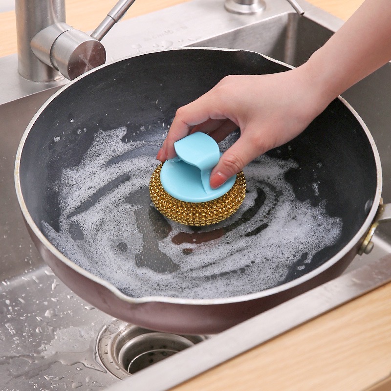 Miếng chà xoong nồi có tay cầm có thể tháo rời thay mới được / pktn sale