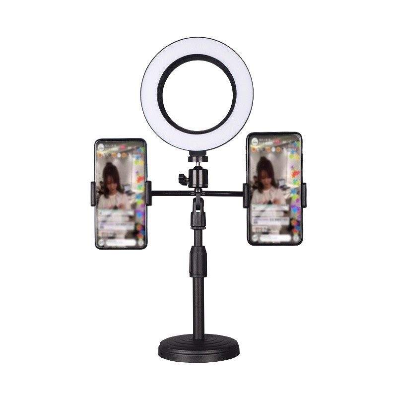 Đèn led Livestream 16cm M16 loại 1 size lớn siêu sáng 3 in 1 chữ T (2 giá đỡ kẹp điện thoại) giống mẫu DK099 / H399 [BH 1 tuần] QT2