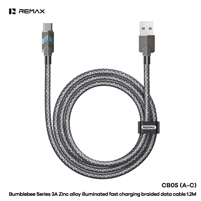 Cáp sạc nhanh 3A REMAX CB05 A-C cáp USB ra Type C chất liệu hợp kim có đèn led siêu đẹp