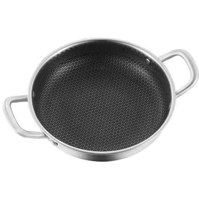 Nồi chiên, chảo tổ ong 2 quai inox chống dính 28cm loại tốt đáy xài bếp từ [BH: NONE]