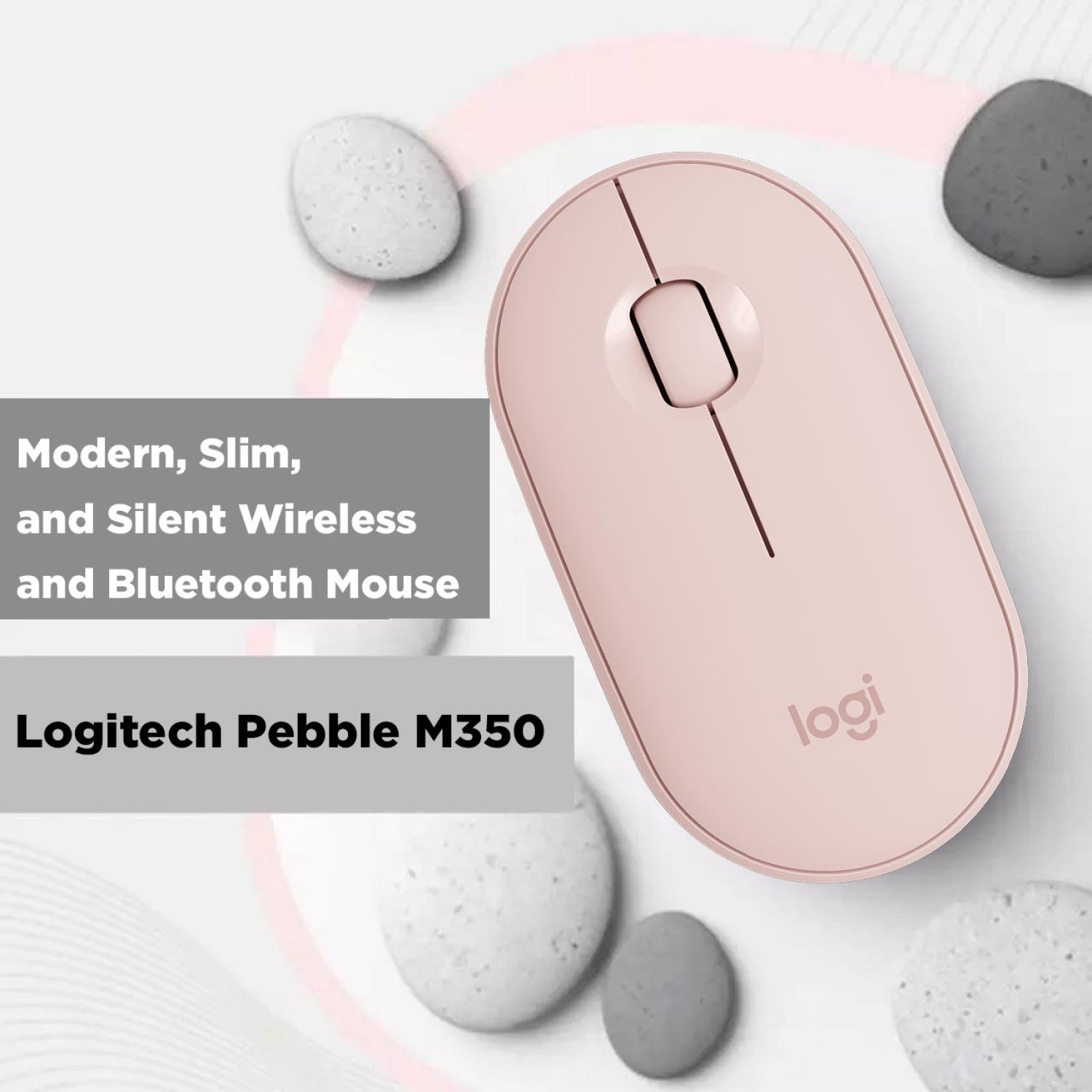 Chuột không dây bluetooth LOGITECH M350 Pebble Silent Slim (usb receiver / wireless) [BH 1 năm]