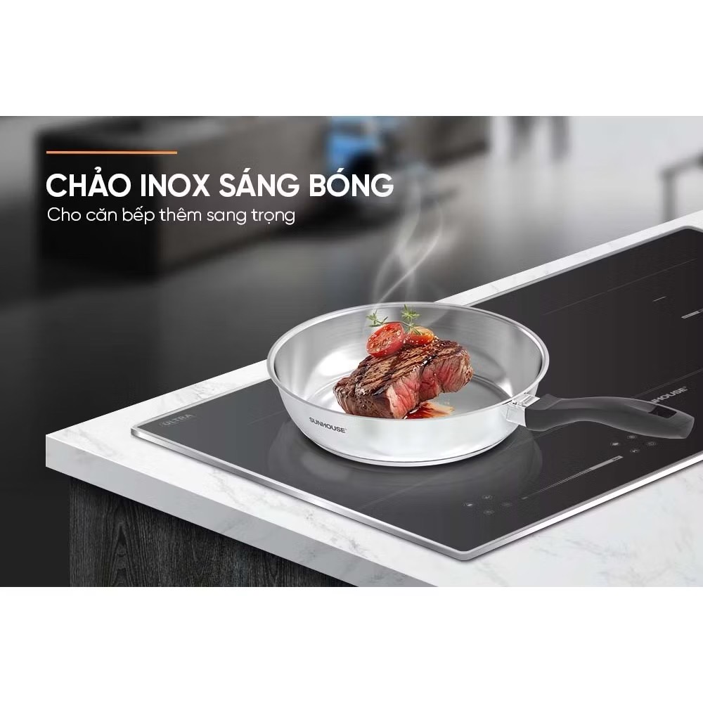 Chảo inox cán nhựa Sunhouse 3 đáy INM3 size 24cm [BH: NONE]