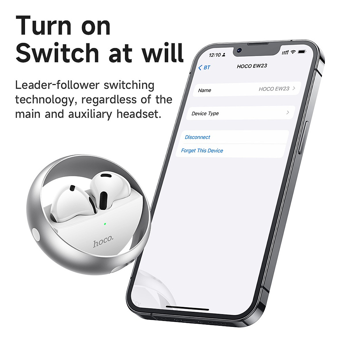 TAI NGHE BLUETOOTH HOCO EW23 TWS CHÍNH HÃNG KIỂU DÁNG AIRPODS HỘP XOAY TRÒN [BH 1 NĂM]