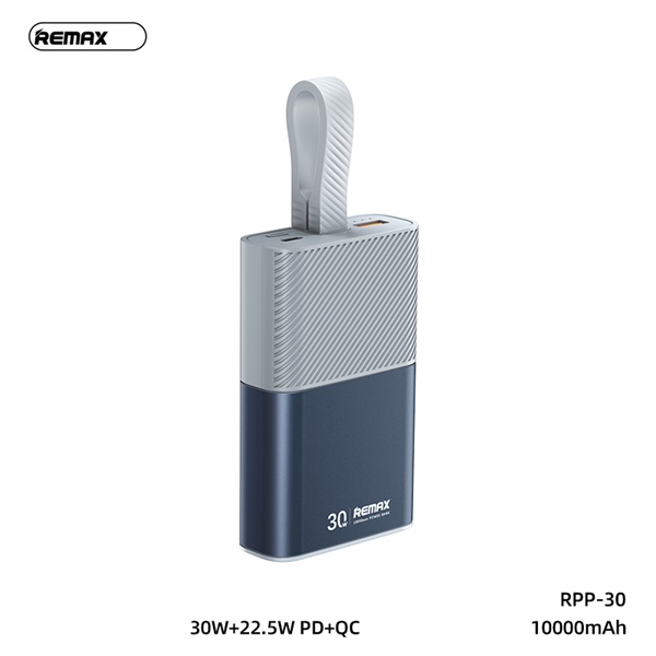Pin sạc nhanh 22.5w REMAX RPP-30 10.000mAh dự phòng QC3.0+PD 30W kèm cáp liền pin chính hãng [BH 1 Năm]