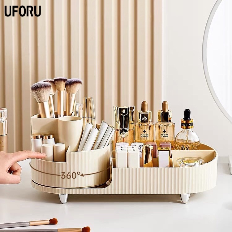 Kệ mỹ phẩm để bàn KIOTO 2 ngăn, 1 ngăn đứng 1 ngăn xoay 360 độ tiện lợi [BH: None]
