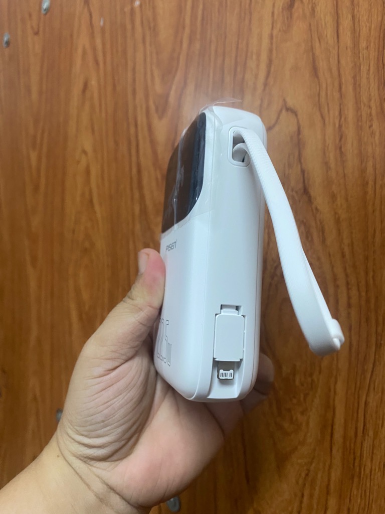 Pin sạc nhanh 22.5W PISEN D-338 dung lượng 20.000mAh có màn hình hiển thị % pin, móc treo kèm cáp Lightning iPhone liền thân [BH: 1 NĂM]