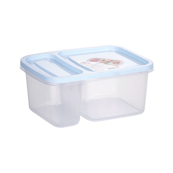 Hộp nhựa PP nguyên sinh 2 ngăn kèm nắp đậy size 19x13.5x6.5cm bảo quản rau củ, chanh ớt tiện lợi[BH: NONE]