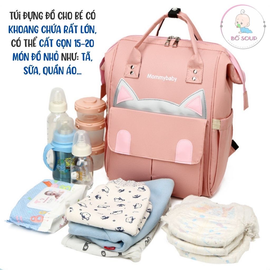 Balo bỉm sữa đa năng tai mèo cao cấp