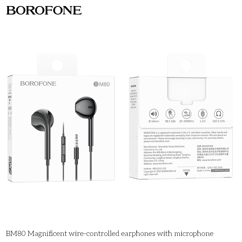 Tai nghe có dây 3.5 Borofone BM80 chính hãng [BH 1 NĂM]