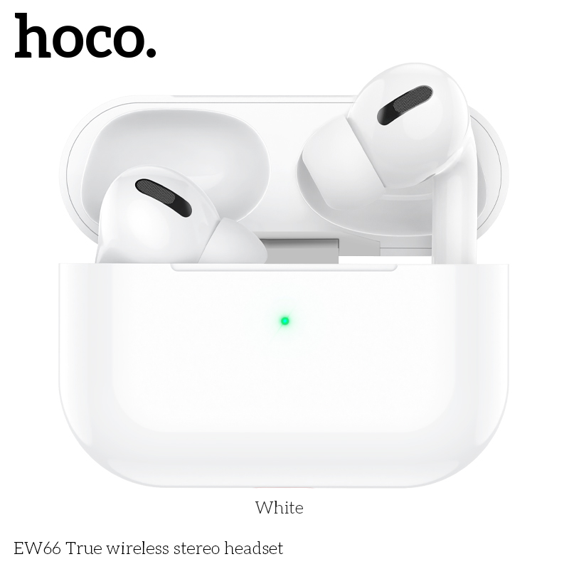 Tai nghe bluetooth V5.3 Hoco EW66, 2 tai có doc sạc, có nút cao su kiểu dáng airpods pro chính hãng [BH: 1 NĂM]