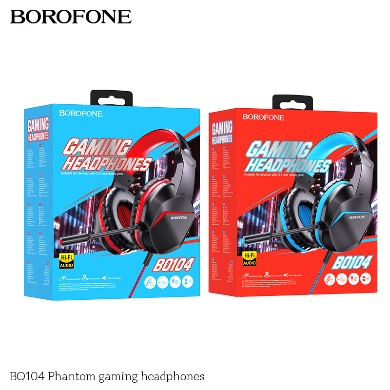 Tai nghe có dây 3.5 chụp tai Gaming BOROFONE BO104 jack 3.5 dài 1m2 kèm mic headphone chính hãng [BH: 1 NĂM]