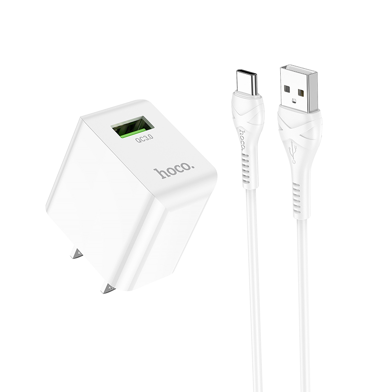 Bộ sạc nhanh 18w Hoco C98 kèm cáp usb ra type-c, cóc 1 cổng usb QC3.0 chính hãng [BH 1 năm]