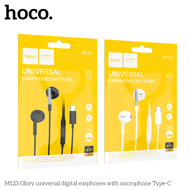 Tai nghe có dây type-c HOCO M123 chui Type C có Mic chính hãng [BH 1 năm]