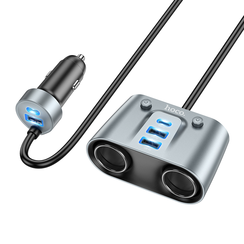 Cóc sạc nhanh xe hơi Hoco Z51 đa năng gồm 3 cổng usb 2 cổng Type C 147W (PD/QC/FCP/AFC) chính hãng [BH: 1 NĂM] / pktn sale