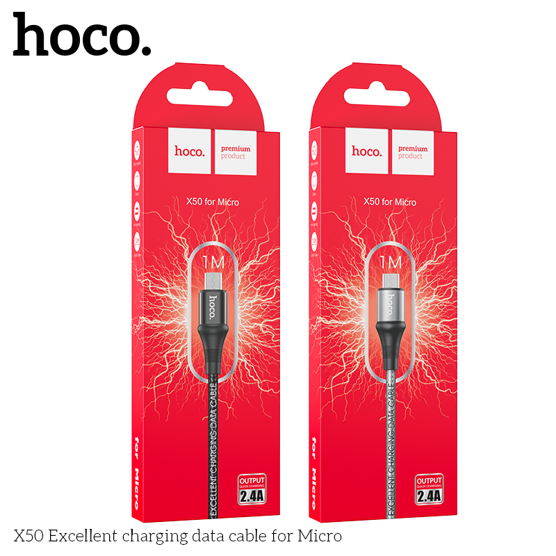 Cáp sạc nhanh Micro HOCO X50 1m (usb ra samsung) dây dù chính hãng [BH 1 năm]