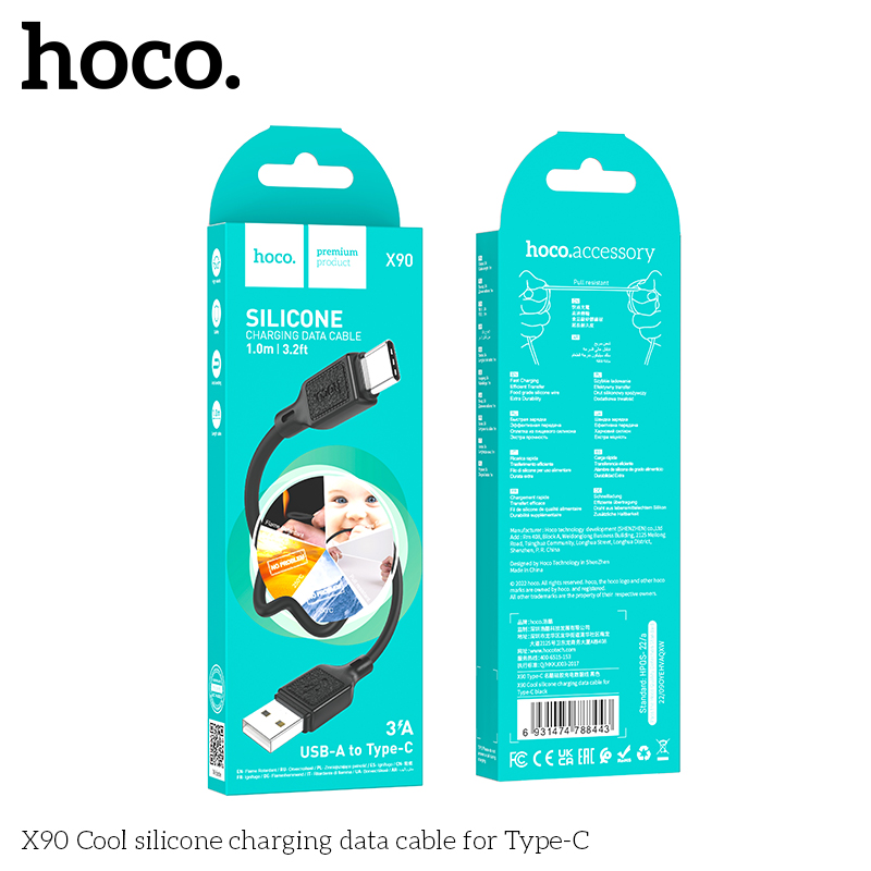 Cáp sạc nhanh Hoco X90 type-c (usb ra type c) 3A 1m Chính Hãng [BH: 1 NĂM]