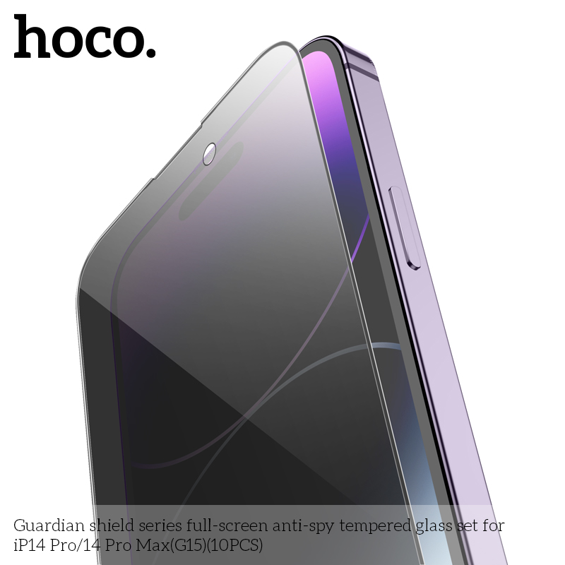 1 hộp 10 miếng kính cường lực chống nhìn trộm Hoco G15 full màn hình (TỪ IP X đến 15PROMAX)[BH: NONE]