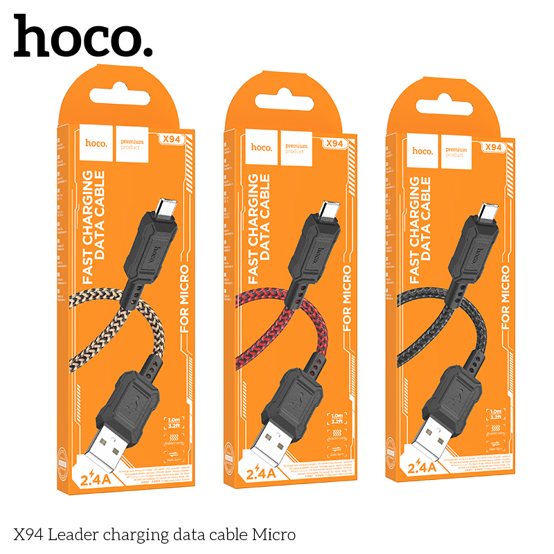 Cáp sạc truyền dữ liệu Hoco X94 cổng USB ra Micro 2.4A dài 1M chính hãng [BH 1 NĂM]