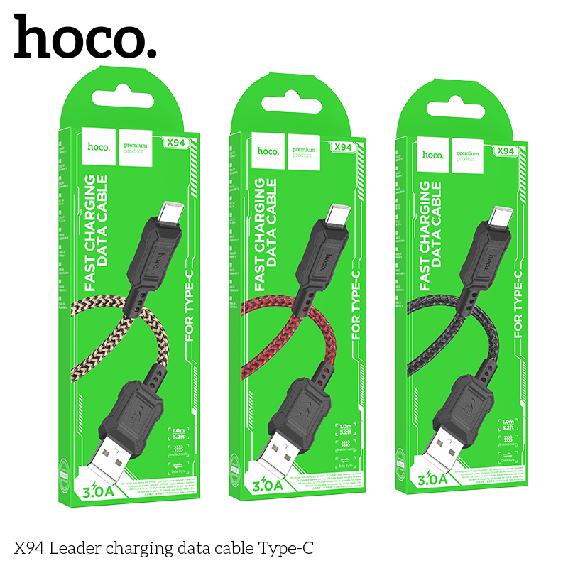 Cáp sạc truyền dữ liệu Hoco X94 cổng USB ra Type C 3A dài 1M chính hãng [BH 1 NĂM]