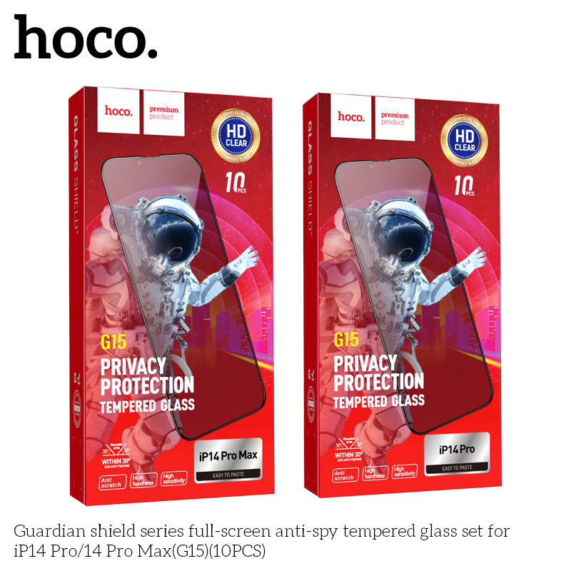 1 hộp 10 miếng kính cường lực chống nhìn trộm Hoco G15 full màn hình (TỪ IP X đến 15PROMAX)[BH: NONE]