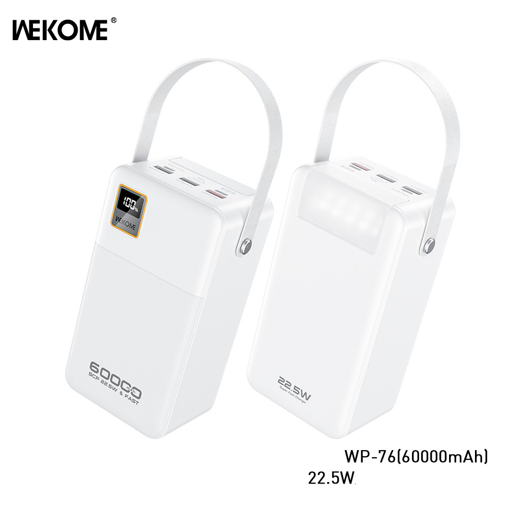 Pin sạc nhanh 22.5w Wekome WP-76 60.000mAh dự phòng QC3.0+PD 22.5W chính hãng [BH 1 Năm]