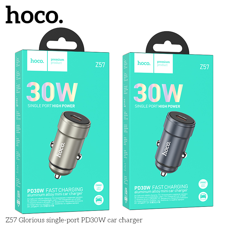 Cóc sạc nhanh xe hơi 30w HOCO Z57 1 cổng Type C chính hãng [BH 1 năm]