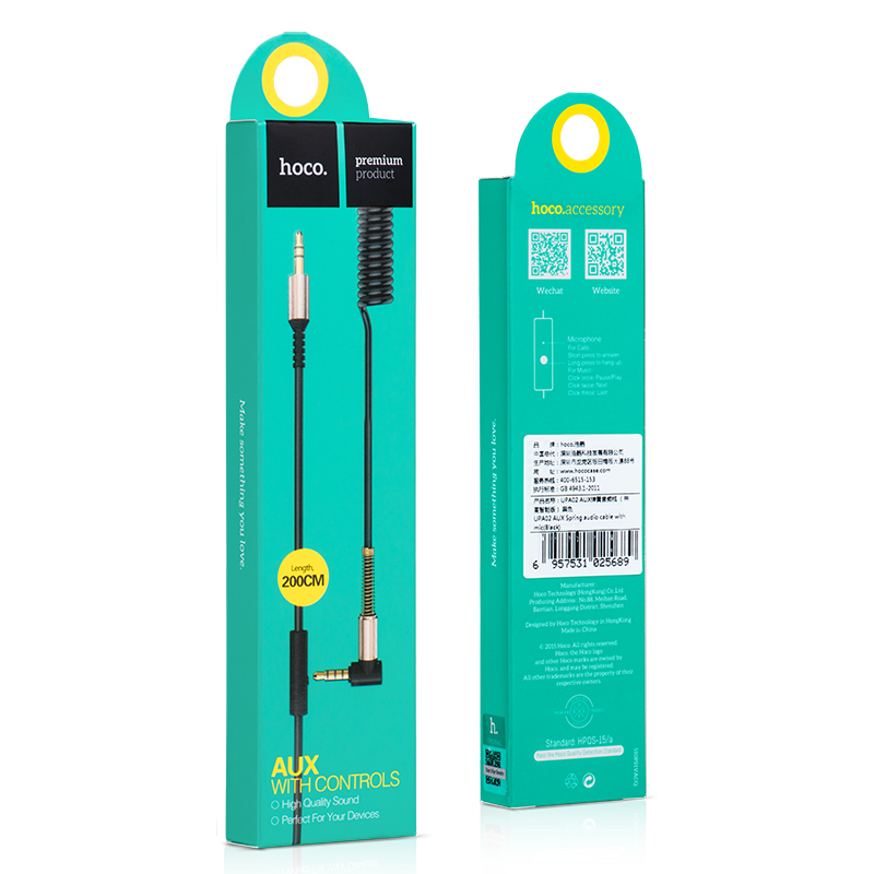 Cáp audio jack 3.5 HOCO UPA02 AUX 2 ĐẦU MICRO 3.5