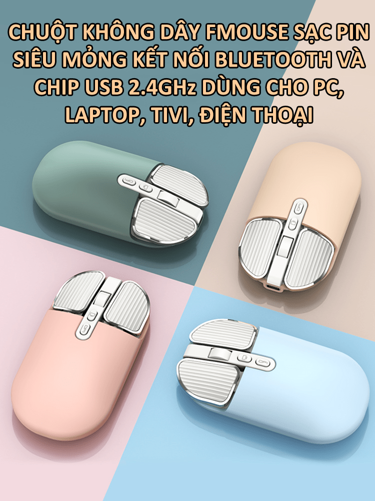 Chuột không dây FMOUSE FM-203, 2400 DPI sạc pin, nhiều màu [BH: 6 THÁNG]