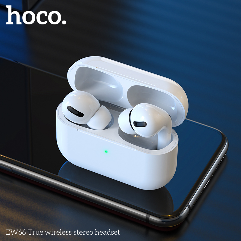 Tai nghe bluetooth V5.3 Hoco EW66, 2 tai có doc sạc, có nút cao su kiểu dáng airpods pro chính hãng [BH: 1 NĂM]