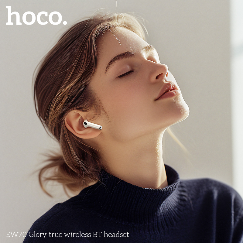 Tai nghe bluetooth V5.3 Hoco EW70, 2 tai có doc sạc, không có nút cao su kiểu pro3, doc sạc thiết kế cách điệu siêu đẹp  [BH: 1 NĂM]