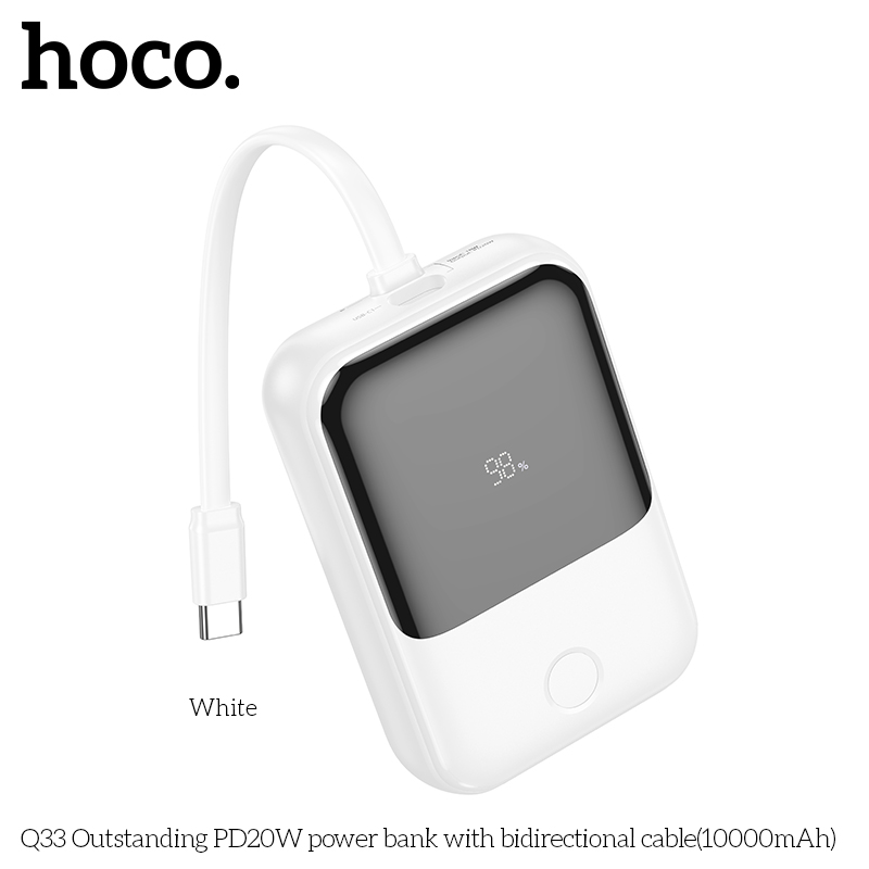 Pin sạc nhanh 20w HOCO Q33 10.000mAh dự phòng PD20W có màn hình LED, kèm cáp hai chiều liền thân chính hãng [BH: 1 NĂM]