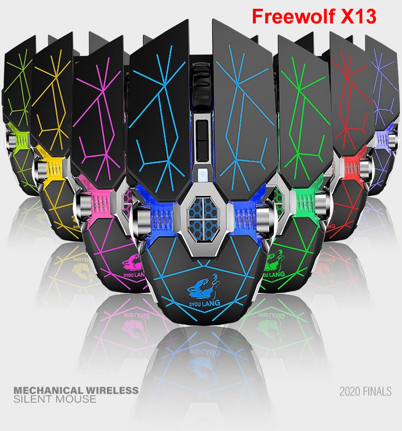 Chuột không dây Gaming Freewolf X13 sử dụng pin sạc có đèn led bluetooth 4.0 [BH: 12 Tháng]
