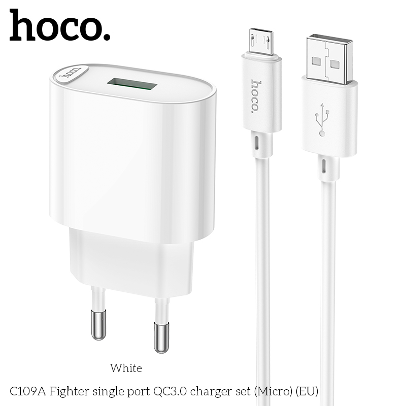 Bộ sạc nhanh 18w HOCO C109A (cáp usb ra micro samsung) QC3.0 chính hãng [BH 1 năm]