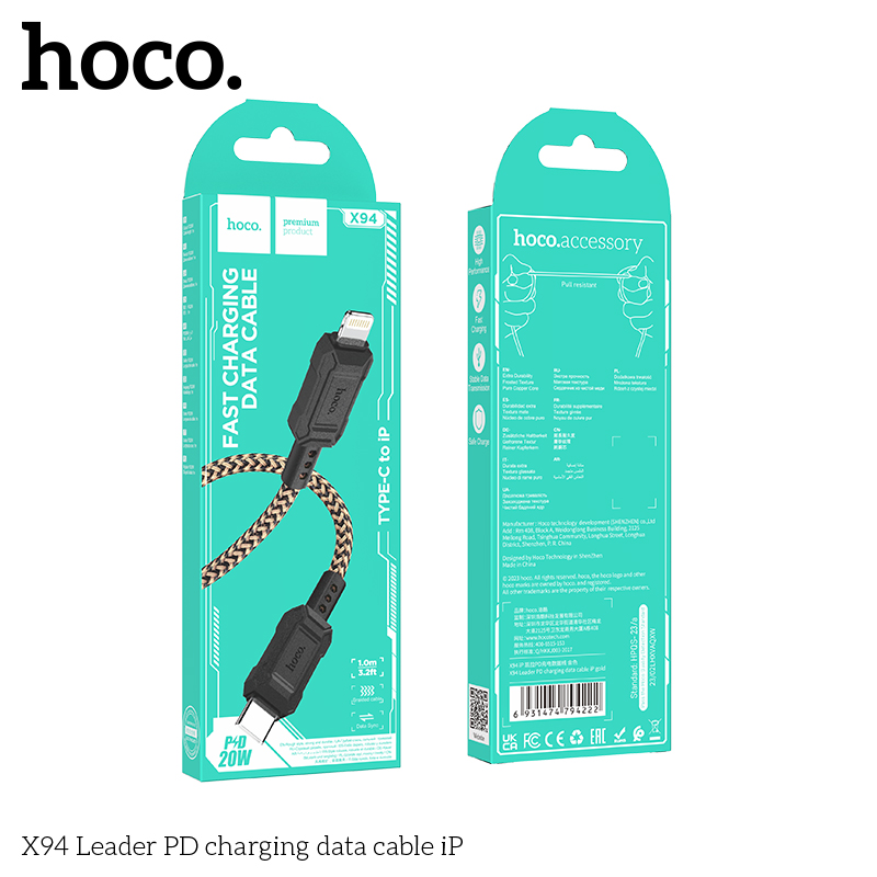 Cáp sạc nhanh 20w HOCO X94 (c-l) 1m - type c ra iphone lightning chính hãng [BH 1 năm]