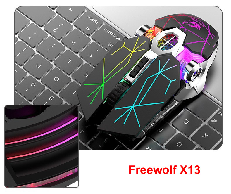 Chuột không dây Gaming Freewolf X13 sử dụng pin sạc có đèn led bluetooth 4.0 [BH: 12 Tháng]