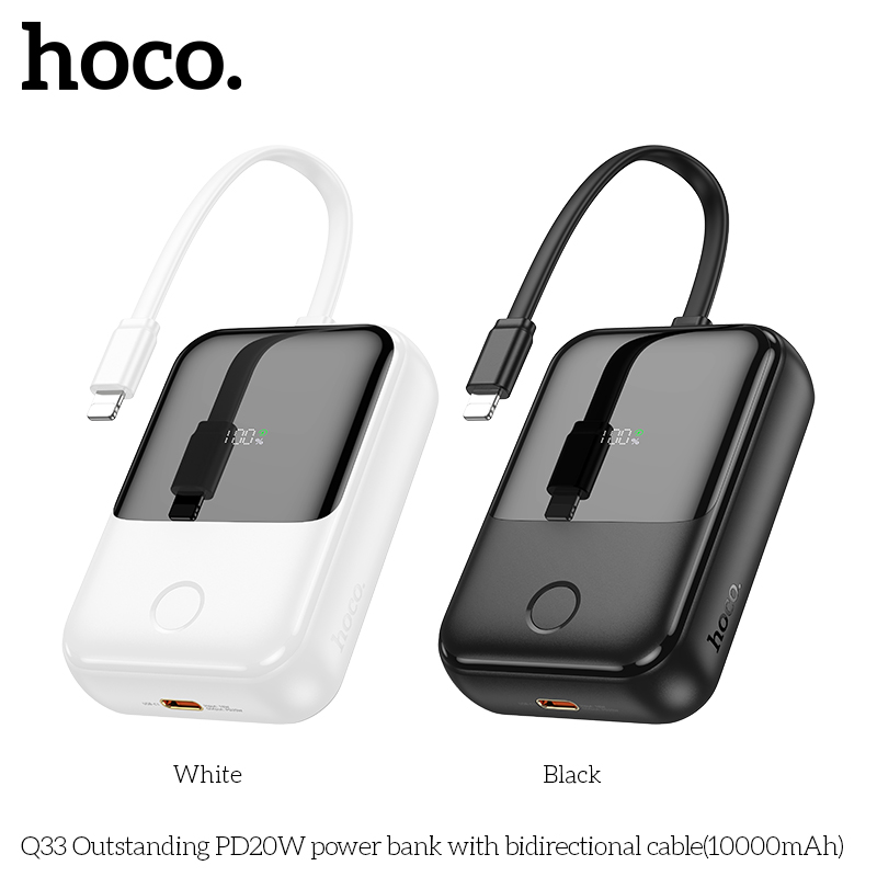 Pin sạc nhanh 20w HOCO Q33 10.000mAh dự phòng PD20W có màn hình LED, kèm cáp hai chiều liền thân chính hãng [BH: 1 NĂM]