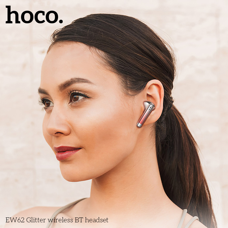 Tai nghe bluetooth V5.4  Hoco EW62 True Wireless, 2 tai có doc sạc, không có nút cao su mạ màu siêu đẹp [BH: 1 NĂM]