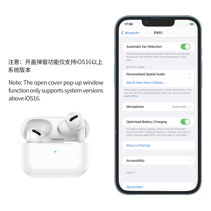 Tai nghe bluetooth HOCO EW51 True wirless V5.3 kiểu dáng Airpods Pro2 chính hãng [BH 1 năm]