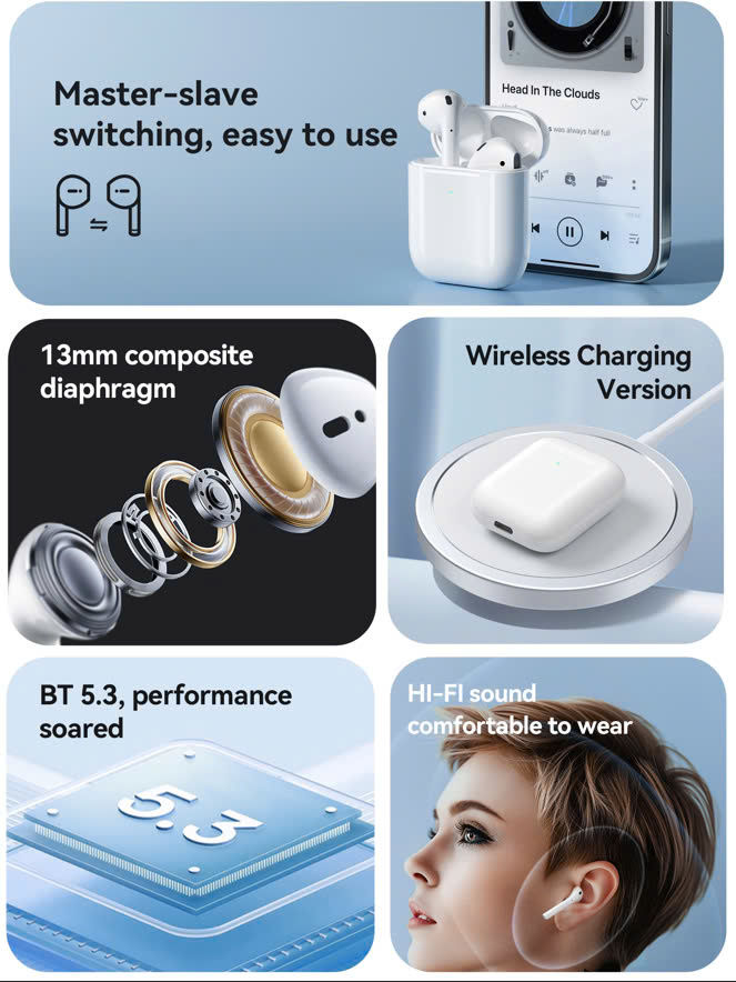 Tai nghe Bluetooth HOCO ES39 Max kiểu dáng airpods chính hãng nghe siêu hay [BH: 1 năm]