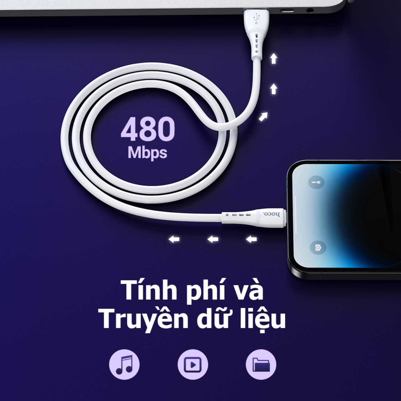 Cáp sạc nhanh 3A Hoco DM-X11 Micro (USB ra Samsung Micro) 1M dây dù chính hãng [BH 1 năm]