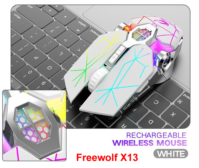 Chuột không dây Gaming Freewolf X13 sử dụng pin sạc có đèn led bluetooth 4.0 [BH: 12 Tháng]