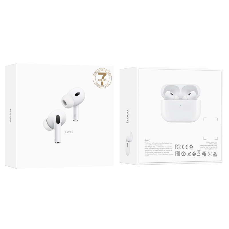 Tai nghe bluetooth HOCO EW47 40MAH/300MAH True wirless V5.3  kiểu dáng airpods Pro2 chính hãng [BH 1 năm]