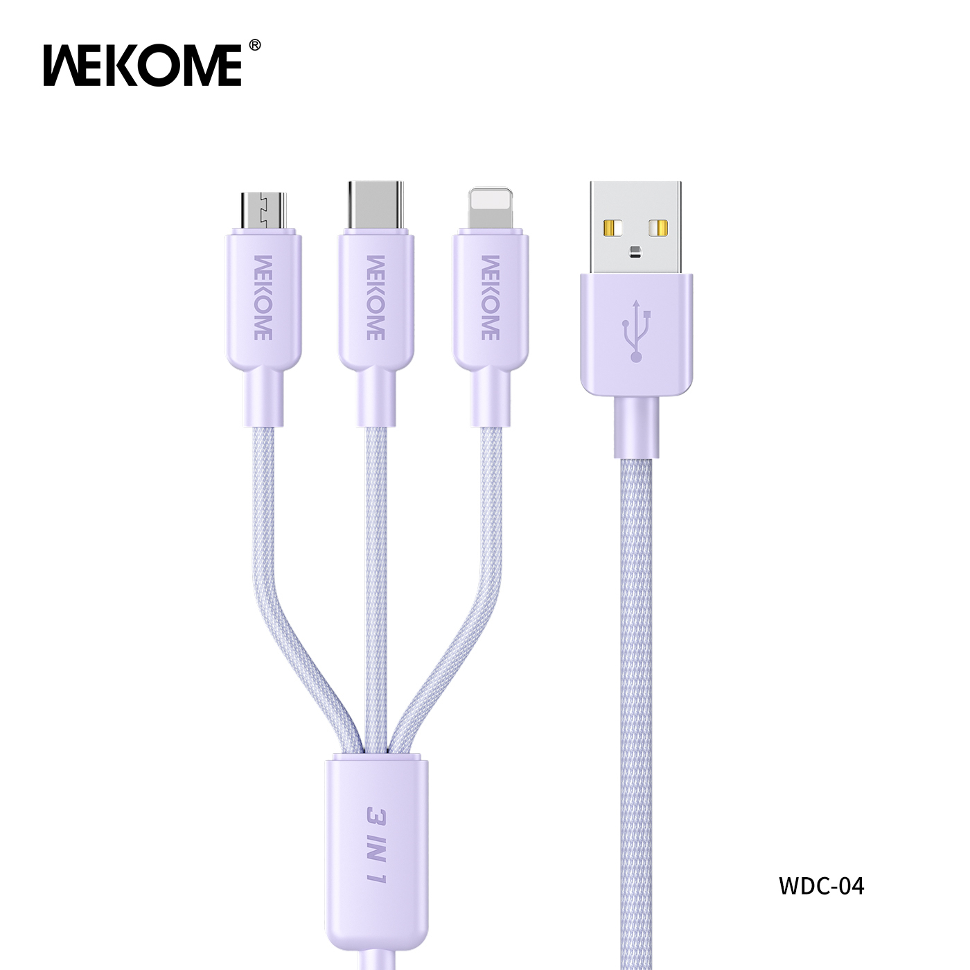 Cáp sạc Wekome WDC-04th 3 đầu đa năng (usb ra ip +micro +type c) dài 1M2 chính hãng [BH: 6 tháng]